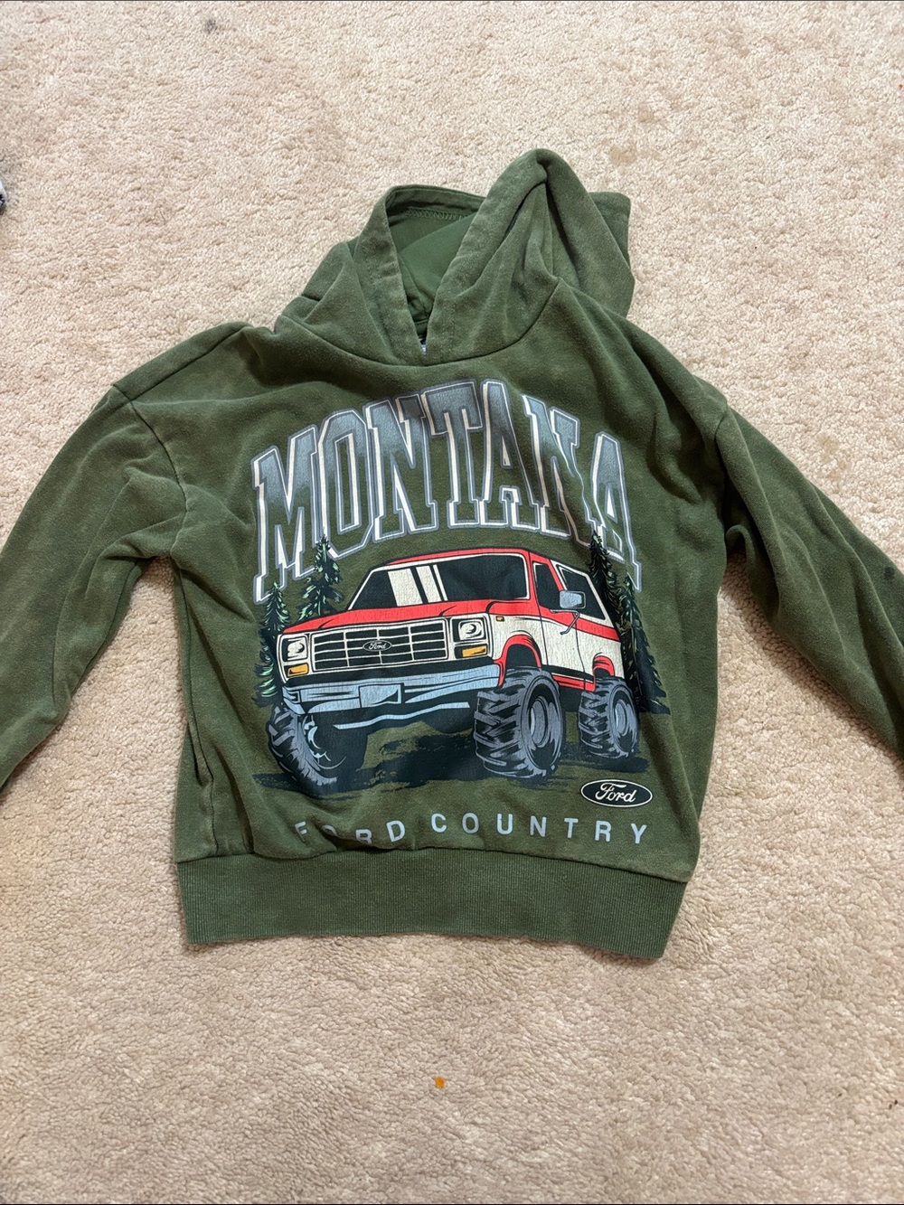 Ford Green Hoodie with Red and White Truck Graphic